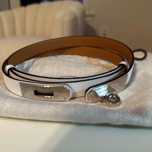 Hermes Belt Kelly 18 veau epsom white